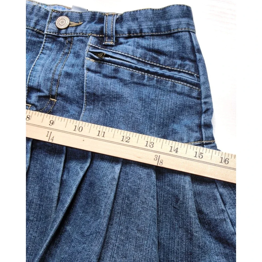 Y2K Gap Pleated Denim Skort Girls 10 Blue Adjustable Waist Built-in Shorts